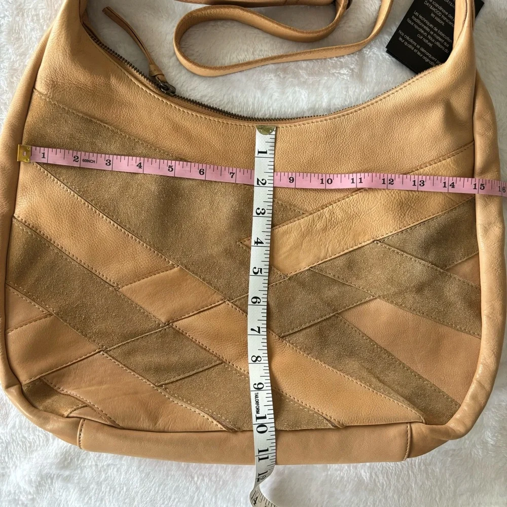 DAY & MOOD Sandy Hobo Large Leather Suede Camel Handbag--NWT